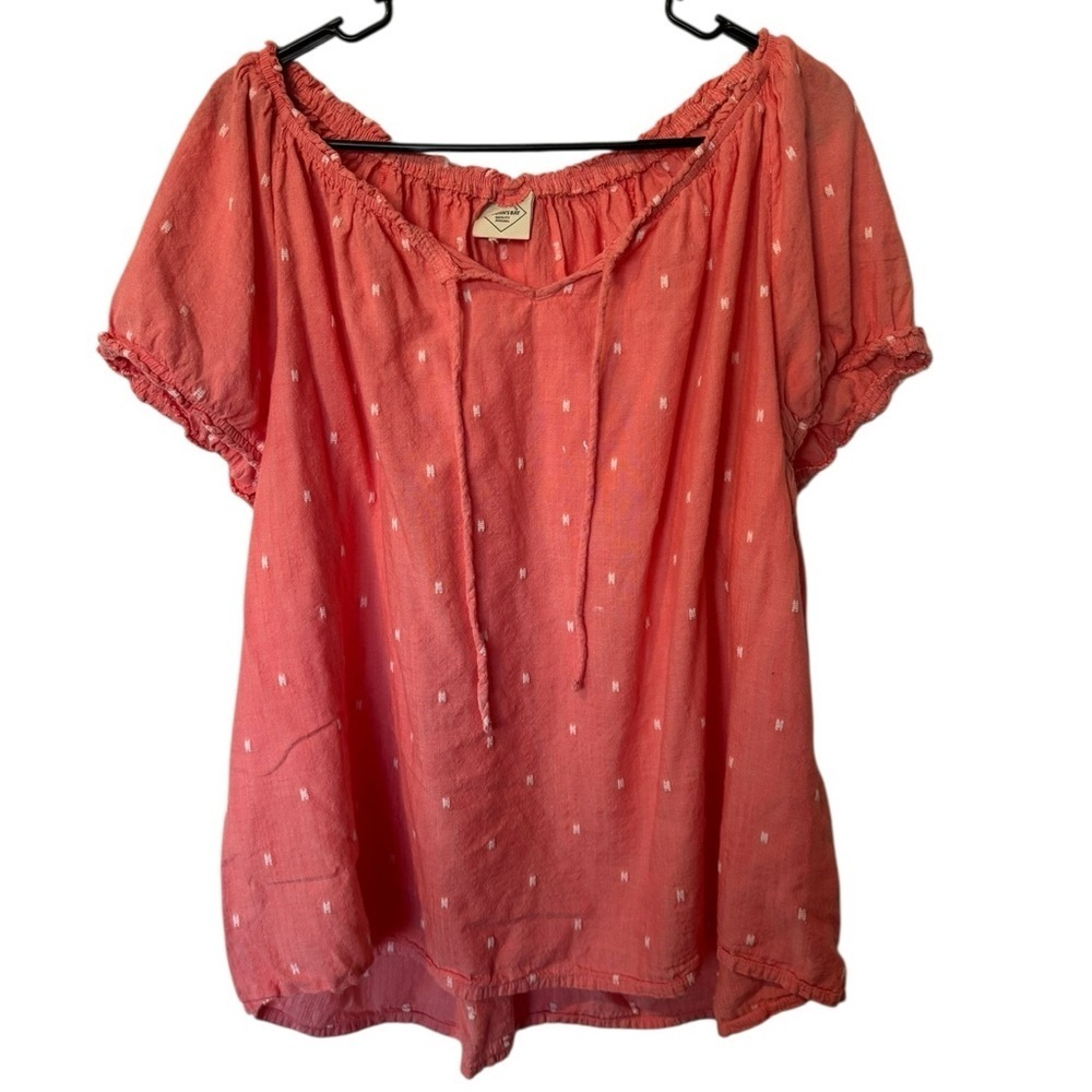 Women's Coral Peasant Top